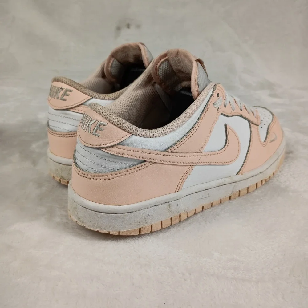 Nike Dunk Low Sneakers Youth 6Y Pink  Leather Low Top Lace Up Shoes